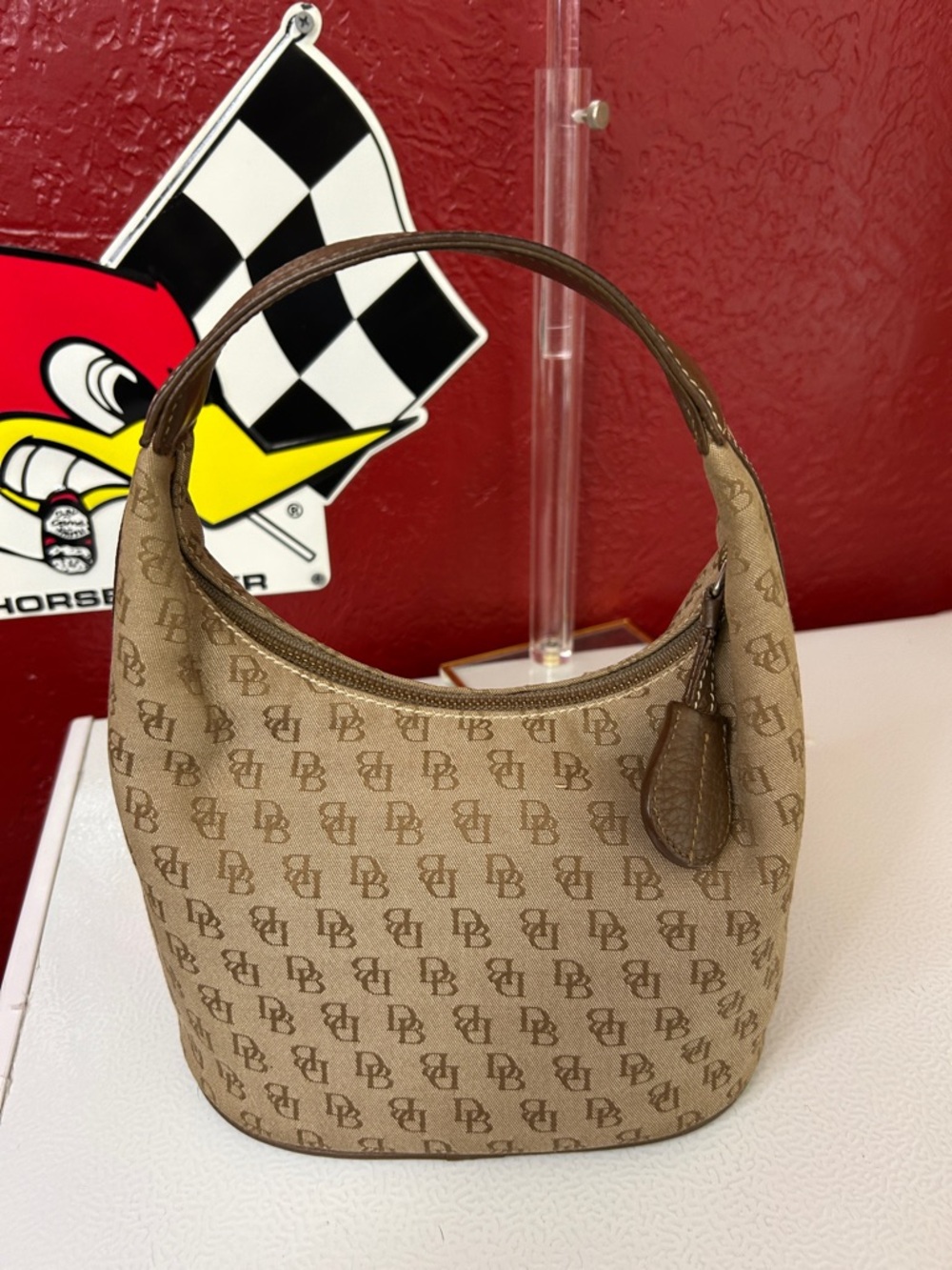 Dooney & Bourke Brown Logo Mini Hobo Shoulder Bag
